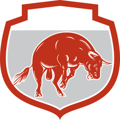Raging Bull Jumping Attacking Charging Retro