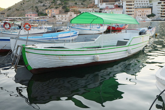 motor boat  stand at a berth