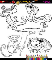 Fototapeta premium animals set cartoon coloring book