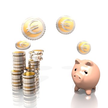 3d money pig with Euro