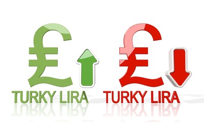 Turkey Lira sign with arrows