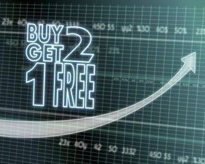 buy two get one free symbol on stock market graph
