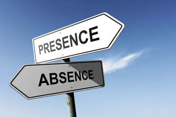 Presence and Absence directions. Opposite traffic sign.