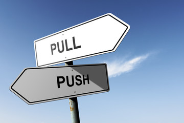 Pull and Push directions. Opposite traffic sign.