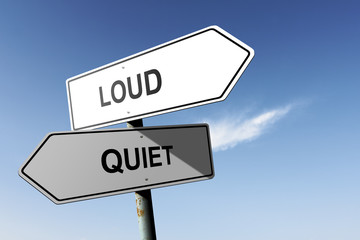 Loud and Quiet directions. Opposite traffic sign.