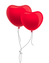 Fototapeta na wymiar Two heart-shape balloons