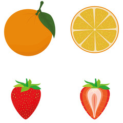 Set Of Fruits Isolated On White Background
