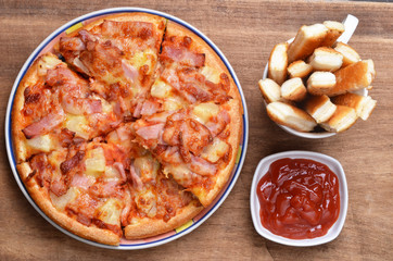 Pizza and bread stick
