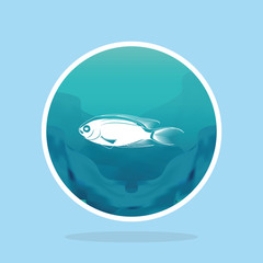 Abstract Styling Fish Label Isolated On Background