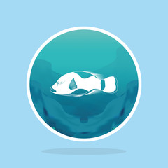 Abstract Styling Fish Label Isolated On Background
