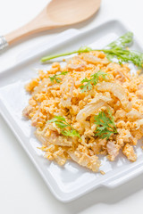 fried egg  with fermented pork. Thai food