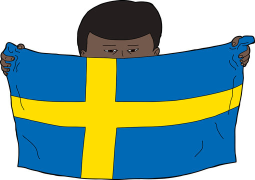 Swedish Boy Holding Flag