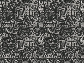 Obraz premium seamless doodle communication pattern