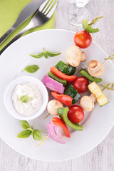 vegetable kebab and spread cream