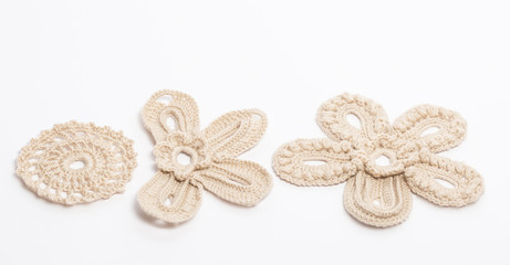 Fototapeta na wymiar elements and flowers, crochet macro