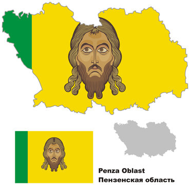 outline map of Penza Oblast with flag
