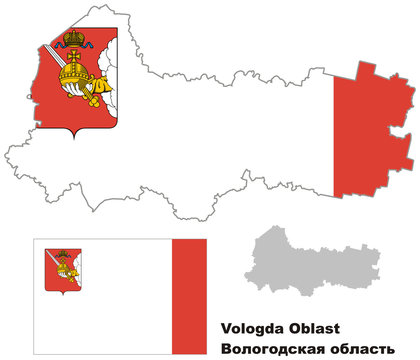 Outline Map Of Vologda Oblast With Flag