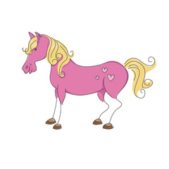 Comic pink horse. Vector