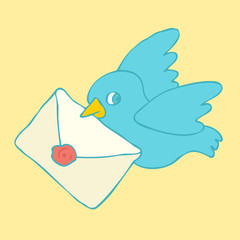 dove with a letter vector illustration, hand drawn