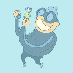 Robber in mask vector illustration, hand drawn