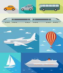 Transportation flat icons
