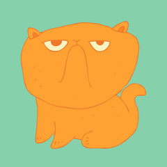 cute orange cartoon cat  vector illustration