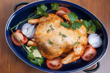 Raw chicken in pot