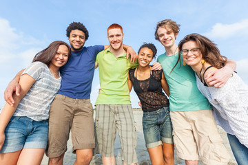 Multiracial Group of Friends at Beach