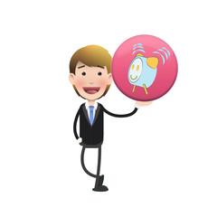 Business people holding button web 