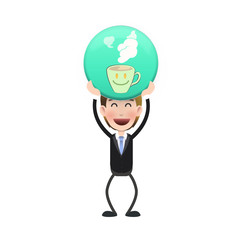 Business people holding a blue button web