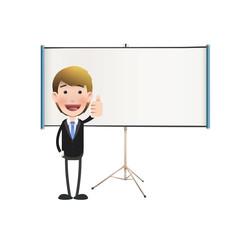 Business people with projector screen over white. Vector design.