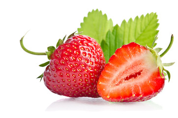 Red sweet strawberrys isolated on white background