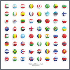 Set of soccer ball over white background