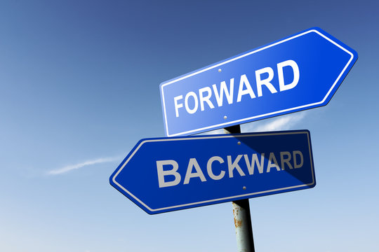 Forward and Backward directions.  Opposite traffic sign.