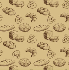 Fototapeta na wymiar bakery bread. seamless background pattern. labels pack