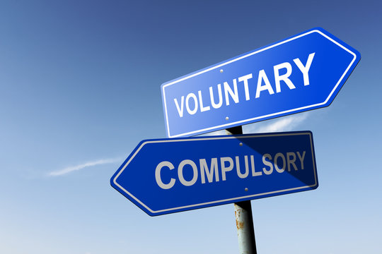 Voluntary and Compulsory directions.  Opposite traffic sign.