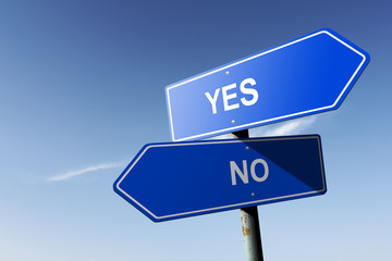 Yes and No directions.  Opposite traffic sign.