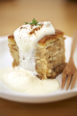 close up carrot cake and cream in japanese coffee shop