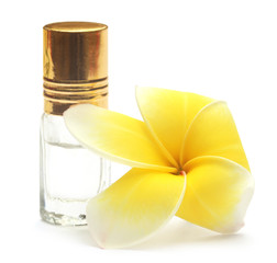 Tropical Frangipani with perfume bottle