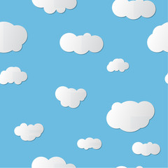 White clouds on blue background seamless pattern