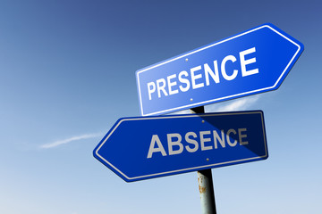 Presence and Absence directions.  Opposite traffic sign.