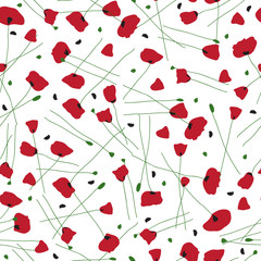 Poppies. Seamless vector patterns.