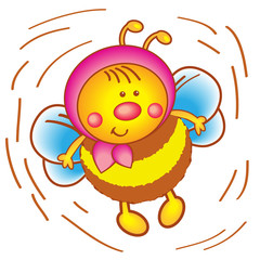 Little bee in a scarf on a white background.