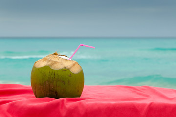 coconuts cocktail, seashore