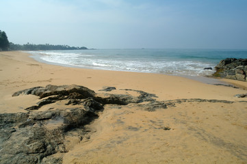 Stones on the idyllic beach in Sri Lanka.
