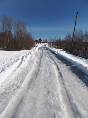 road in winter village