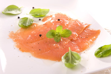 Sliced salmon