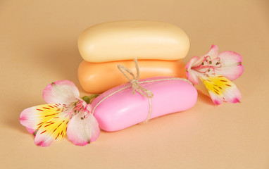 Three soaps for body and flowers