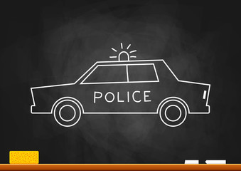 Drawing of police car on blackboard © Anthonycz
