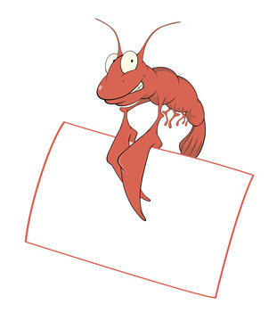 Red shrimp with the empty blank cartoon
